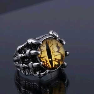 NWT Topaz Hazel Dragon Eye Ring White Gold plated Claw Adjustable Men Women